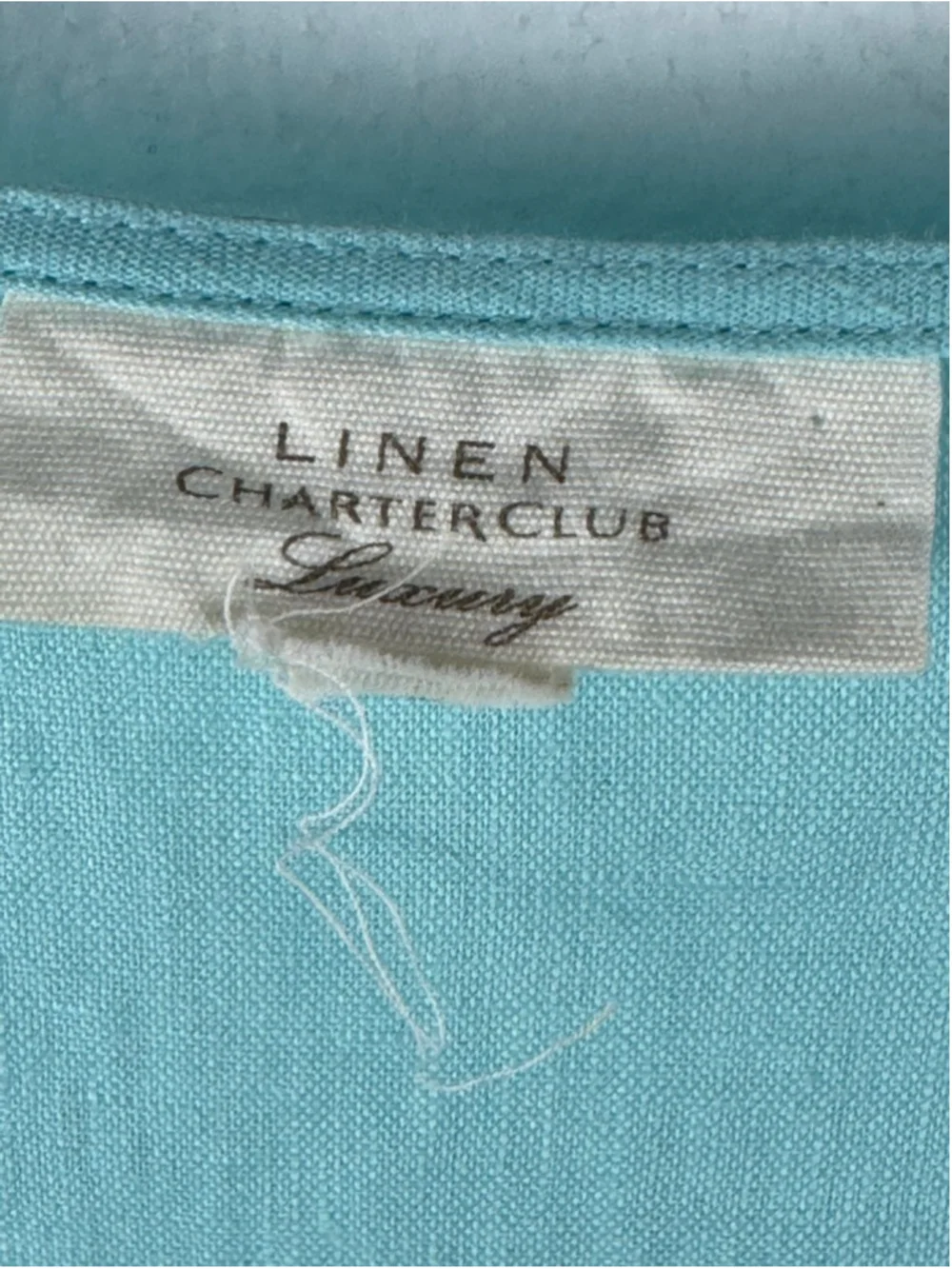 Charter Club aqua blue linen embroidered tunic top - Picture 4 of 9